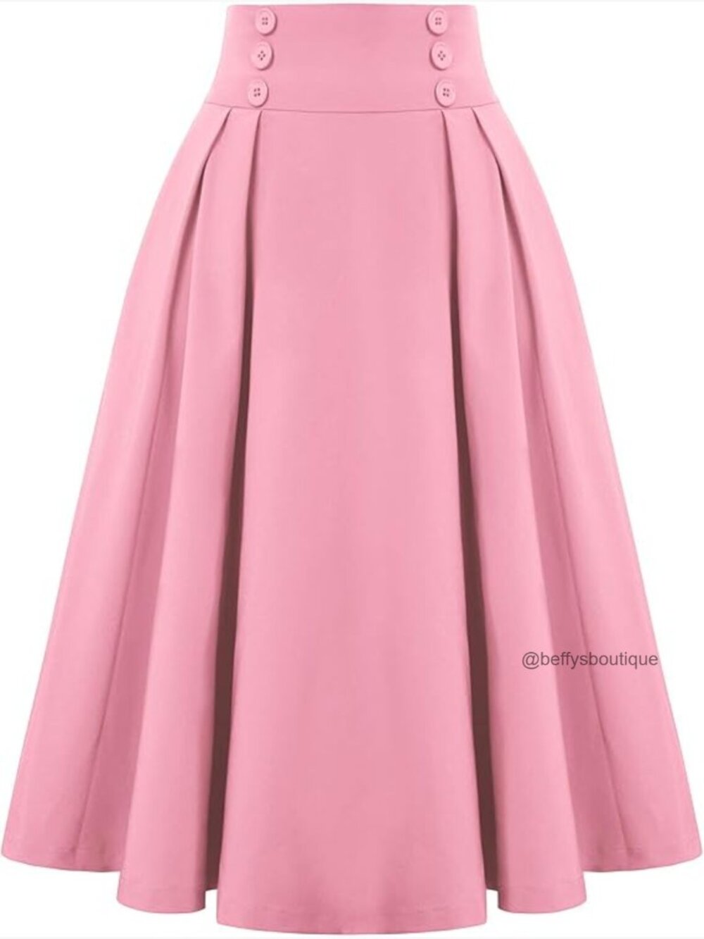 Vintage High Waist Pleated Midi A-Line Skirt with Pockets - Picture 1 of 7